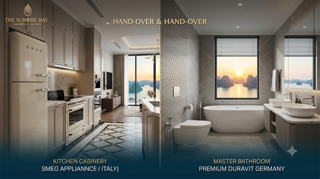 Nội thất chuẩn Diamond Smeg Italy và Duravit Đức bàn giao tại căn hộ The Sunrise Bay Vinhomes Hạ Long Xanh